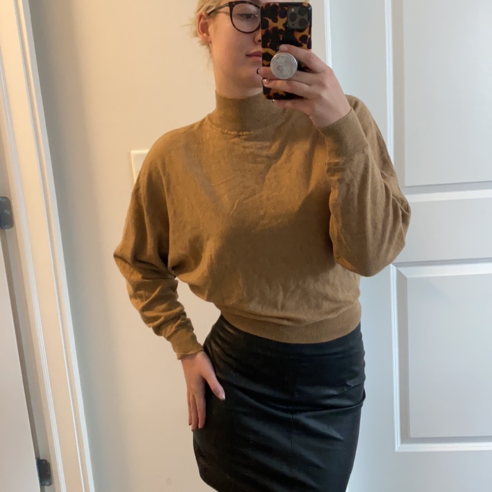 NWOT H&M High Neck Beige Crop Sweater